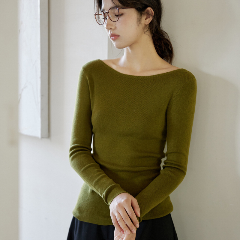 Francuski stil: elegantna vunena pletena bluza s lodičastim izrezom, dugih rukava, ženski jesenski komad