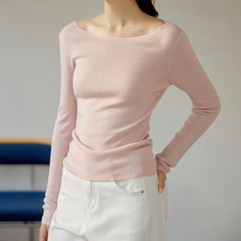 Francuski stil: elegantna vunena pletena bluza s lodičastim izrezom, dugih rukava, ženski jesenski komad