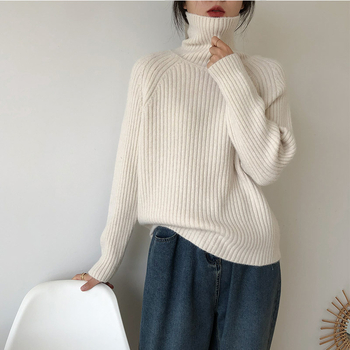 Ženski pulover od kašmira s visokim ovratnikom, dugi raglan rukavi, slobodan kroj, jesen-zima 2025