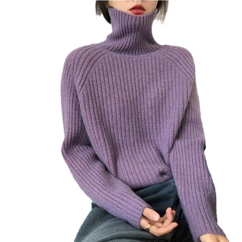 Ženski pulover od kašmira s visokim ovratnikom, dugi raglan rukavi, slobodan kroj, jesen-zima 2025