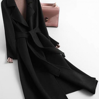 Ženski vuneni kaput u Hepburn stilu – Slim kroj, V-dekolte, dugi rukavi, mješavina pamuka i vune, elegantan gradski stil