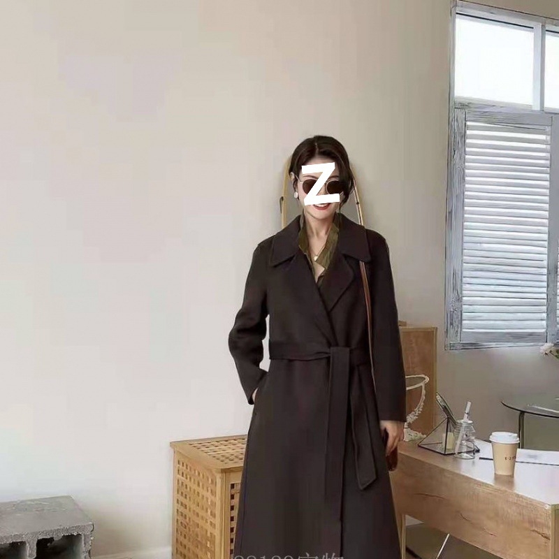 Ženski vuneni kaput u Hepburn stilu – Slim kroj, V-dekolte, dugi rukavi, mješavina pamuka i vune, elegantan gradski stil
