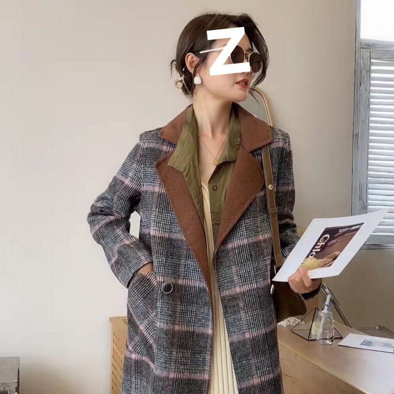 Ženski vuneni kaput u Hepburn stilu – Slim kroj, V-dekolte, dugi rukavi, mješavina pamuka i vune, elegantan gradski stil