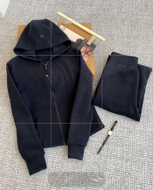 Női kabát - Slim fit, két darabos készlet, fleece béléses, vastag, reveres gallér és zsinórzáras zárás, téli 2025