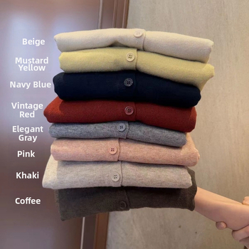 Pletený kardigán, polyesterové vlákno, jednofarebná, voľný strih, okrúhly výstrih