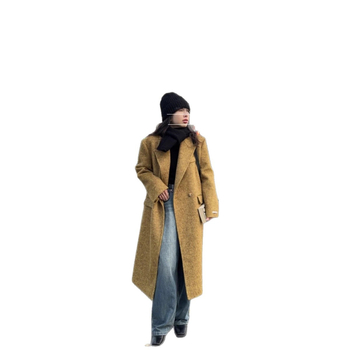 Palton de damă din lână, stil elegant pentru naveta, guler de sacou, închidere cu două nasturi