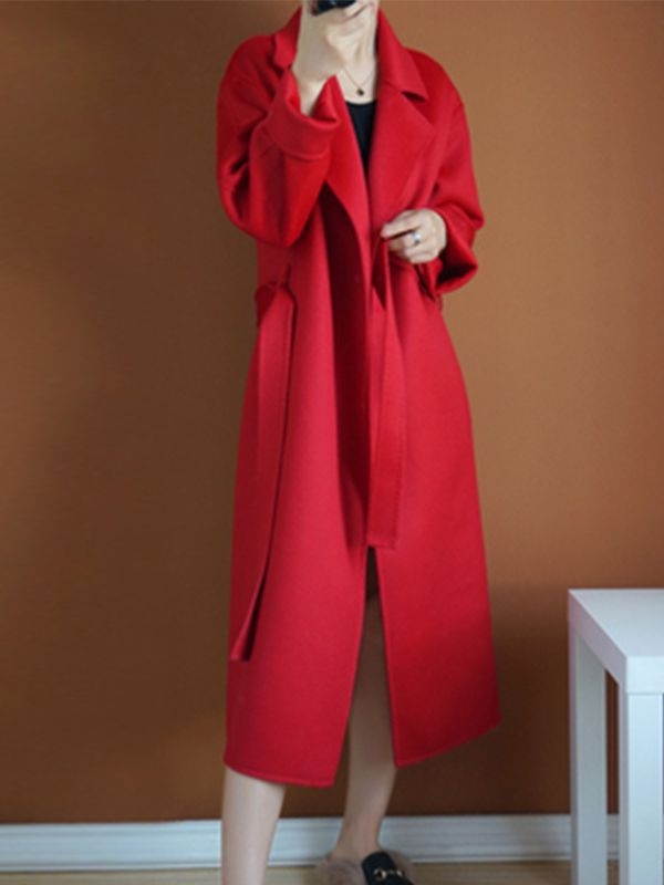 Palton de femei din lână, lungime medie, guler de sacou, închidere cu un nasture, culoare solidă