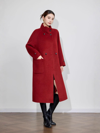 Palton de lână pentru femei, reversibil, lungime medie, guler cu șal, croială lejeră, toamnă iarnă, amestec lână-cashmere