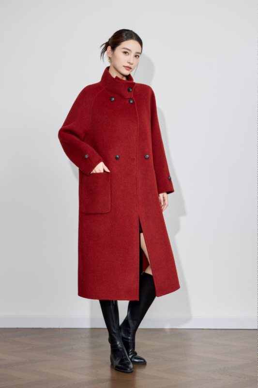 Palton de lână pentru femei, reversibil, lungime medie, guler cu șal, croială lejeră, toamnă iarnă, amestec lână-cashmere