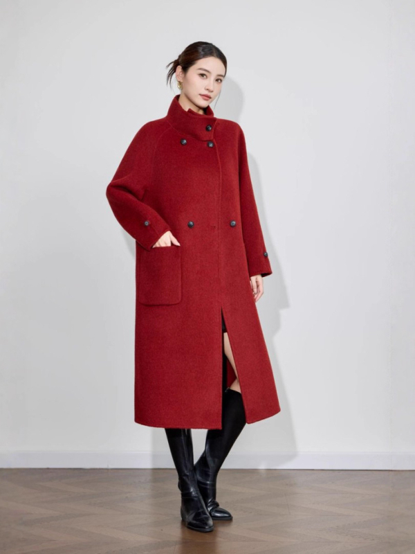 Palton de lână pentru femei, reversibil, lungime medie, guler cu șal, croială lejeră, toamnă iarnă, amestec lână-cashmere