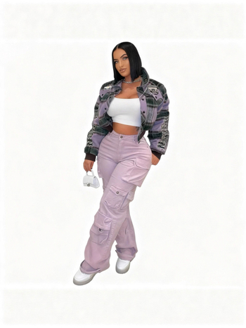 Palton de damă din lână cu cașmir (90-95%), model geometric, guler înalt, croială slim, grosime medie