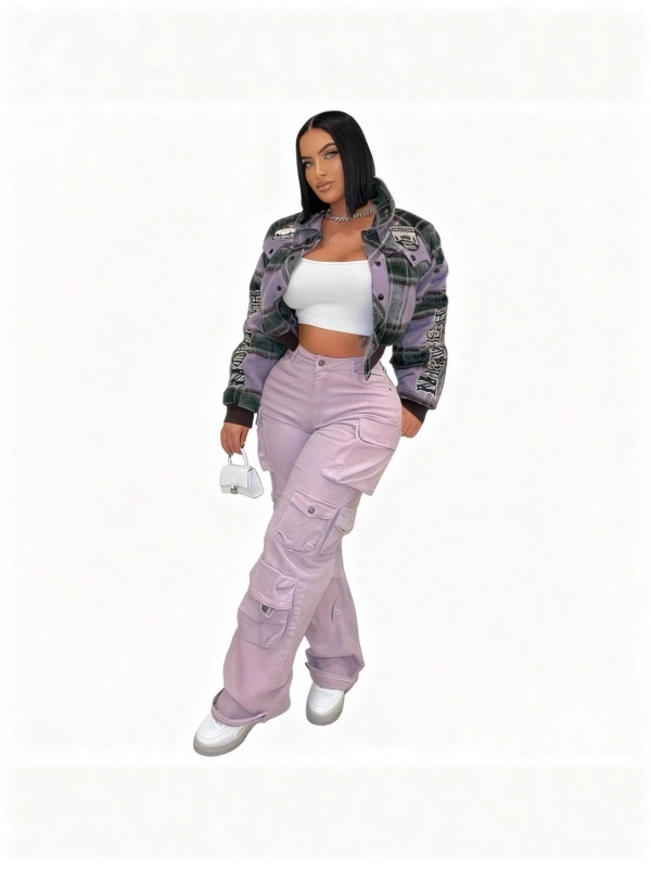 Palton de damă din lână cu cașmir (90-95%), model geometric, guler înalt, croială slim, grosime medie