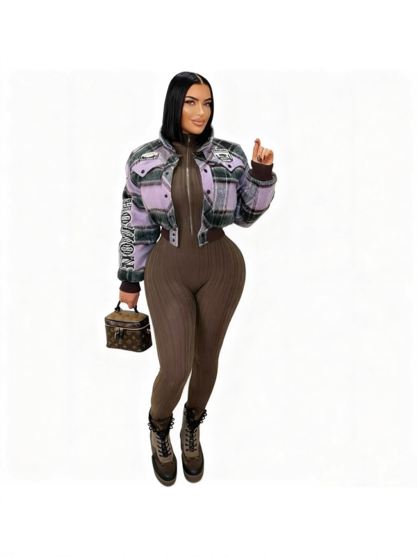 Palton de damă din lână cu cașmir (90-95%), model geometric, guler înalt, croială slim, grosime medie