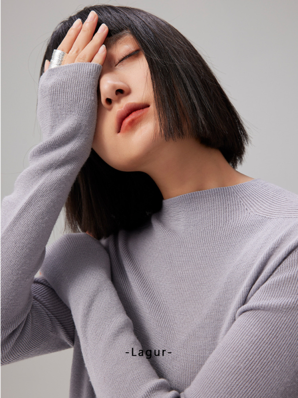 Blue Enough vuneni pulover bez šavova od Yangtze vlakna, debeo, poluvisoki ovratnik, dugi rukavi, uobičajena duljina