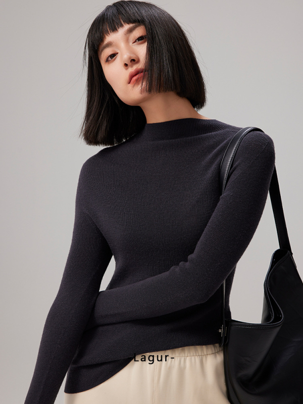 Blue Enough vuneni pulover bez šavova od Yangtze vlakna, debeo, poluvisoki ovratnik, dugi rukavi, uobičajena duljina