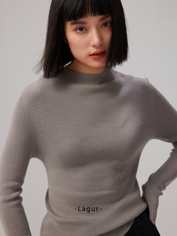 Blue Enough vuneni pulover bez šavova od Yangtze vlakna, debeo, poluvisoki ovratnik, dugi rukavi, uobičajena duljina