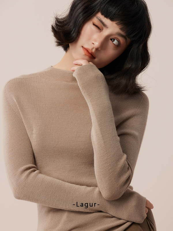 Blue Enough vuneni pulover bez šavova od Yangtze vlakna, debeo, poluvisoki ovratnik, dugi rukavi, uobičajena duljina