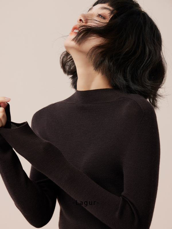 Blue Enough vuneni pulover bez šavova od Yangtze vlakna, debeo, poluvisoki ovratnik, dugi rukavi, uobičajena duljina