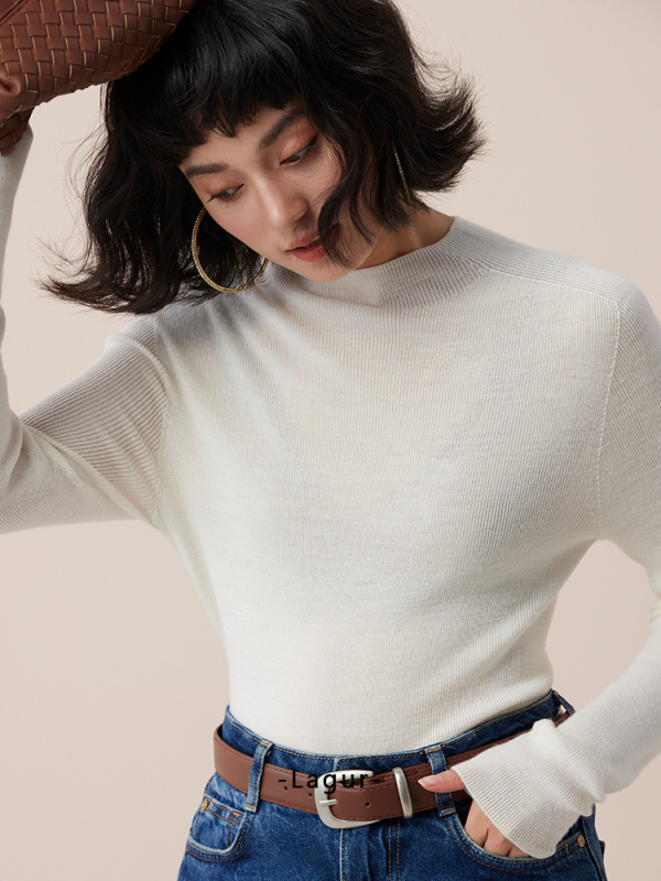 Blue Enough vuneni pulover bez šavova od Yangtze vlakna, debeo, poluvisoki ovratnik, dugi rukavi, uobičajena duljina