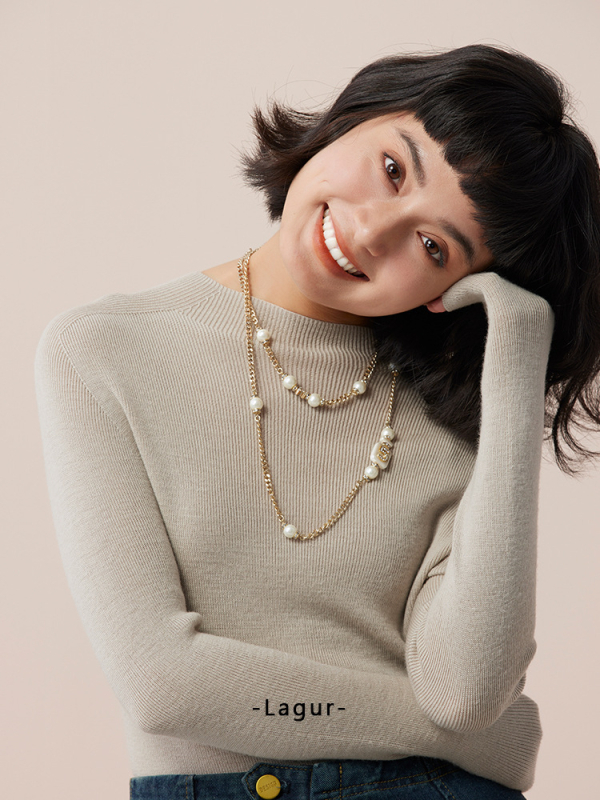 Blue Enough vuneni pulover bez šavova od Yangtze vlakna, debeo, poluvisoki ovratnik, dugi rukavi, uobičajena duljina