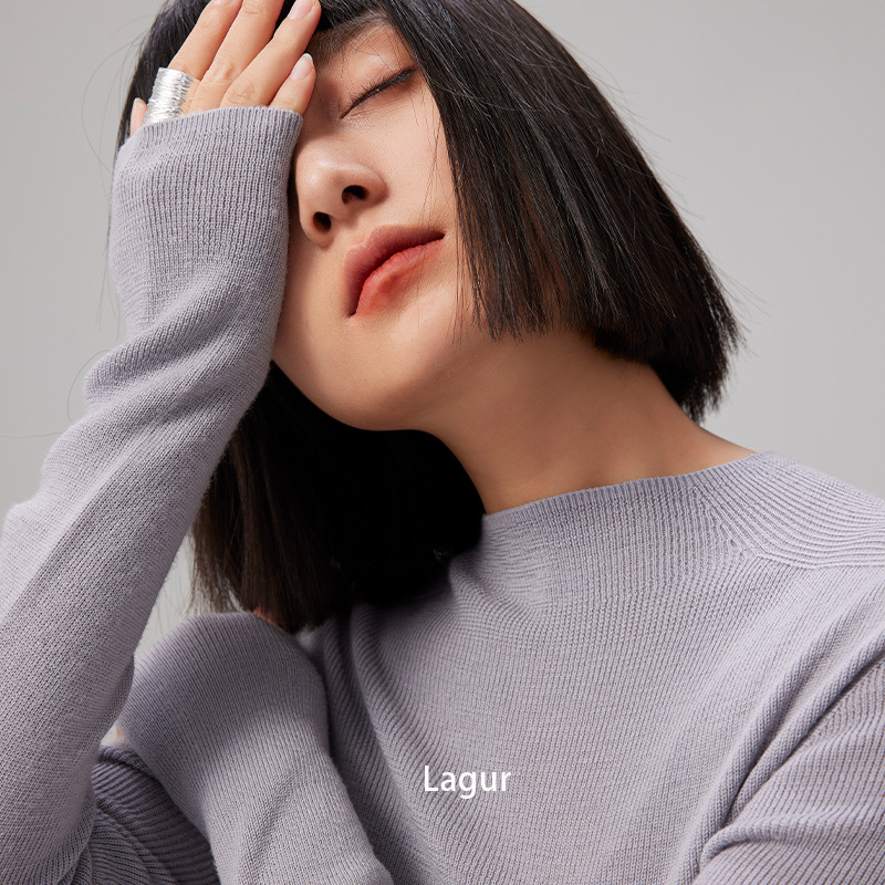 Blue Enough vuneni pulover bez šavova od Yangtze vlakna, debeo, poluvisoki ovratnik, dugi rukavi, uobičajena duljina