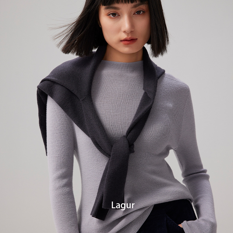 Blue Enough vuneni pulover bez šavova od Yangtze vlakna, debeo, poluvisoki ovratnik, dugi rukavi, uobičajena duljina