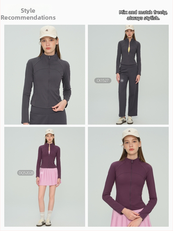 Sieviešu flīses jogas jaka ar garām piedurknēm, gurnu garuma, saglabā siltumu, 75% neilons, 25% spandekss