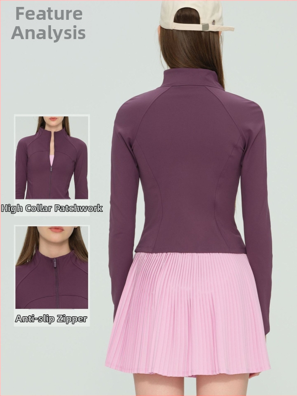 Sieviešu flīses jogas jaka ar garām piedurknēm, gurnu garuma, saglabā siltumu, 75% neilons, 25% spandekss