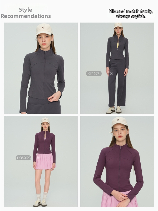 Sieviešu flīses jogas jaka ar garām piedurknēm, gurnu garuma, saglabā siltumu, 75% neilons, 25% spandekss