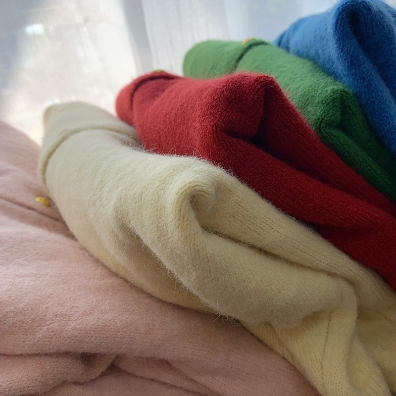 Cardigan tricotat, amestec din bumbac-cashmire, tricot gros, guler rotund, croială lejeră