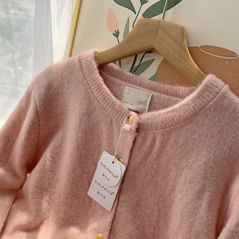 Cardigan tricotat, amestec din bumbac-cashmire, tricot gros, guler rotund, croială lejeră