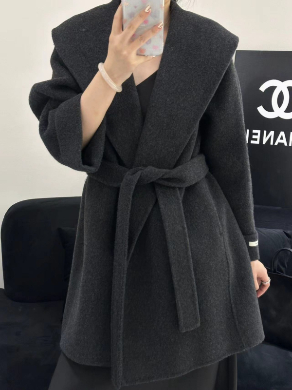 Palton din lână pentru femei, croială lejeră, rever, mâneci lungi, închidere cu șnur, cusături manuale, stil japonez-coreean lejer