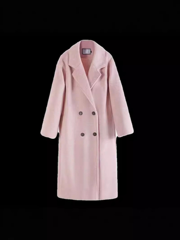 Palton damă din cașmir și poliester, nasturi dubli, guler stil sacou, lungime medie