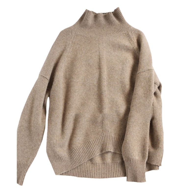 Pulover gros cu guler înalt, croială lejeră, mâneci lungi, țesătură din poliester, lungime 50–65 cm