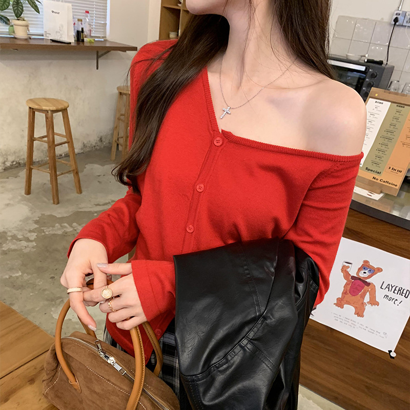 Kapucňový bavlnený sveter, V-krk, dlhé rukávy, bežná hrúbka, Zima 2025