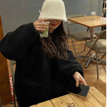 Dug kaput s dvostrukim kopčanjem, u korejskom stilu, širokog ravnog kroja, poliester 70-80%