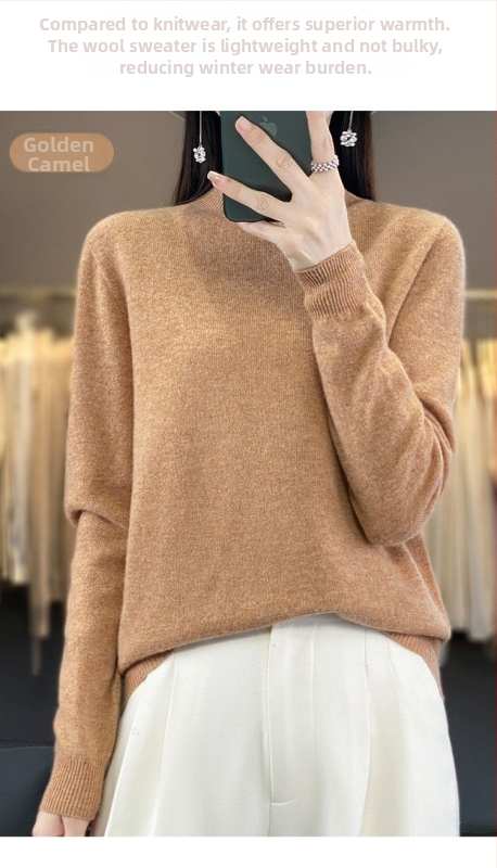 Vuneni džemper, široki kroj, poluturtleneck ovratnik, dugi rukavi, debeli materijal, 95%+ vuna