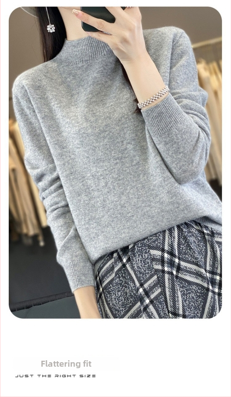 Vuneni džemper, široki kroj, poluturtleneck ovratnik, dugi rukavi, debeli materijal, 95%+ vuna
