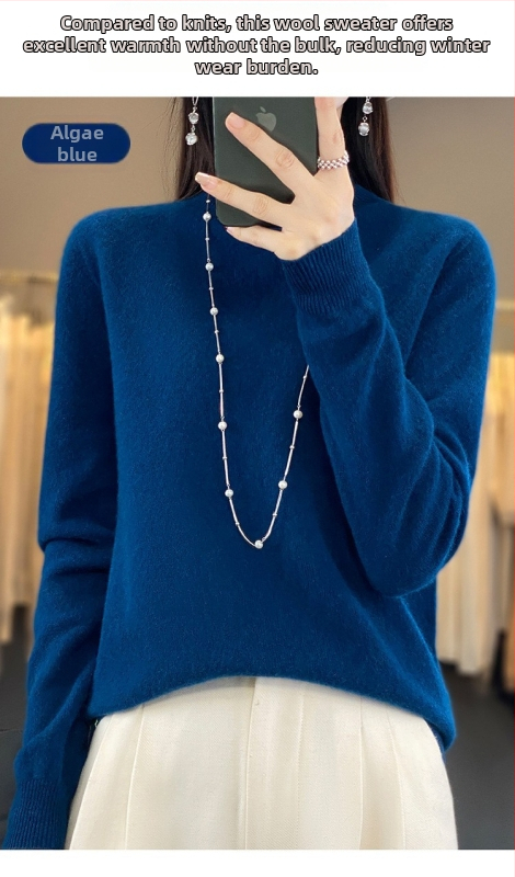 Vuneni džemper, široki kroj, poluturtleneck ovratnik, dugi rukavi, debeli materijal, 95%+ vuna