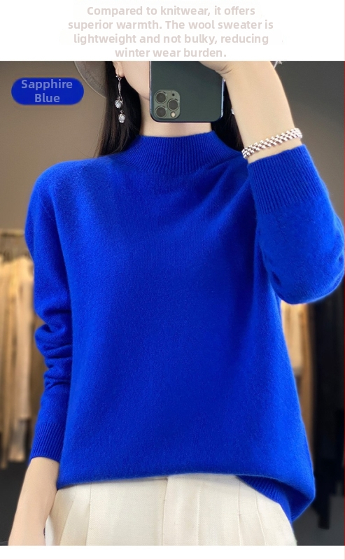Vuneni džemper, široki kroj, poluturtleneck ovratnik, dugi rukavi, debeli materijal, 95%+ vuna