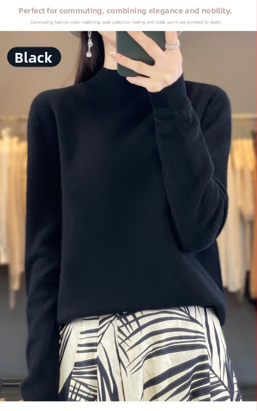 Vuneni džemper, široki kroj, poluturtleneck ovratnik, dugi rukavi, debeli materijal, 95%+ vuna
