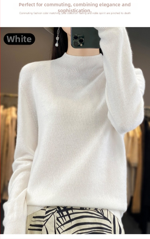Vuneni džemper, široki kroj, poluturtleneck ovratnik, dugi rukavi, debeli materijal, 95%+ vuna