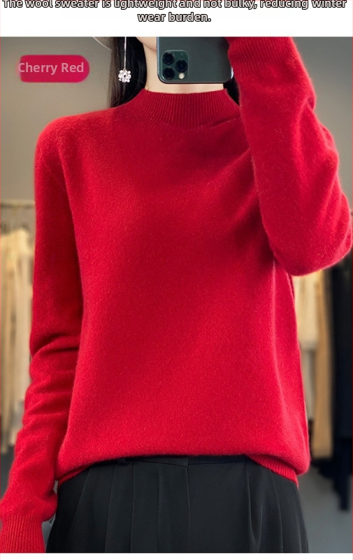 Vuneni džemper, široki kroj, poluturtleneck ovratnik, dugi rukavi, debeli materijal, 95%+ vuna