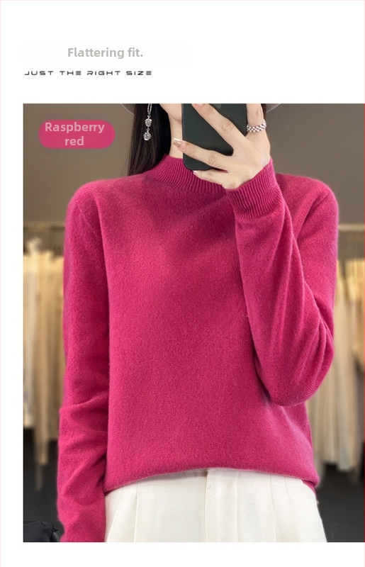 Vuneni džemper, široki kroj, poluturtleneck ovratnik, dugi rukavi, debeli materijal, 95%+ vuna
