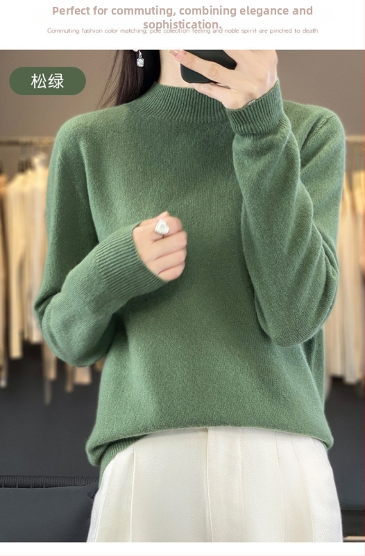 Vuneni džemper, široki kroj, poluturtleneck ovratnik, dugi rukavi, debeli materijal, 95%+ vuna