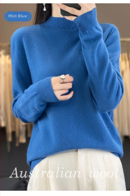 Vuneni džemper, široki kroj, poluturtleneck ovratnik, dugi rukavi, debeli materijal, 95%+ vuna