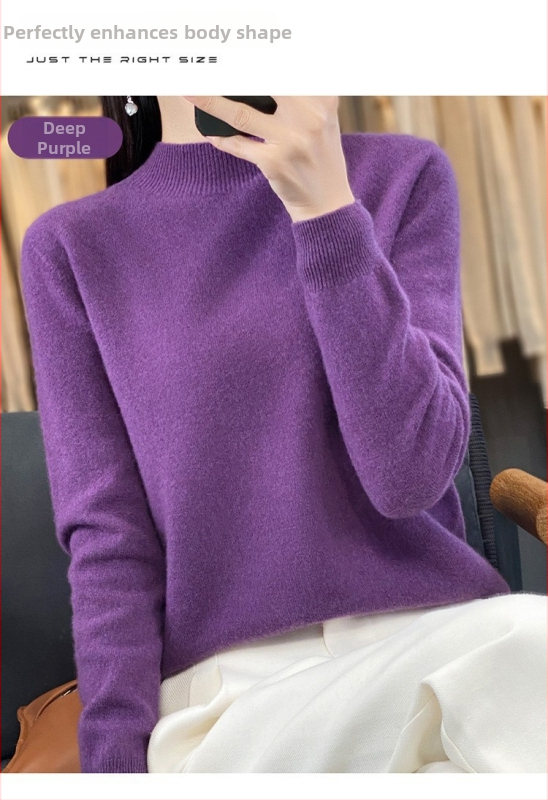 Vuneni džemper, široki kroj, poluturtleneck ovratnik, dugi rukavi, debeli materijal, 95%+ vuna