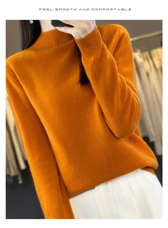 Vuneni džemper, široki kroj, poluturtleneck ovratnik, dugi rukavi, debeli materijal, 95%+ vuna