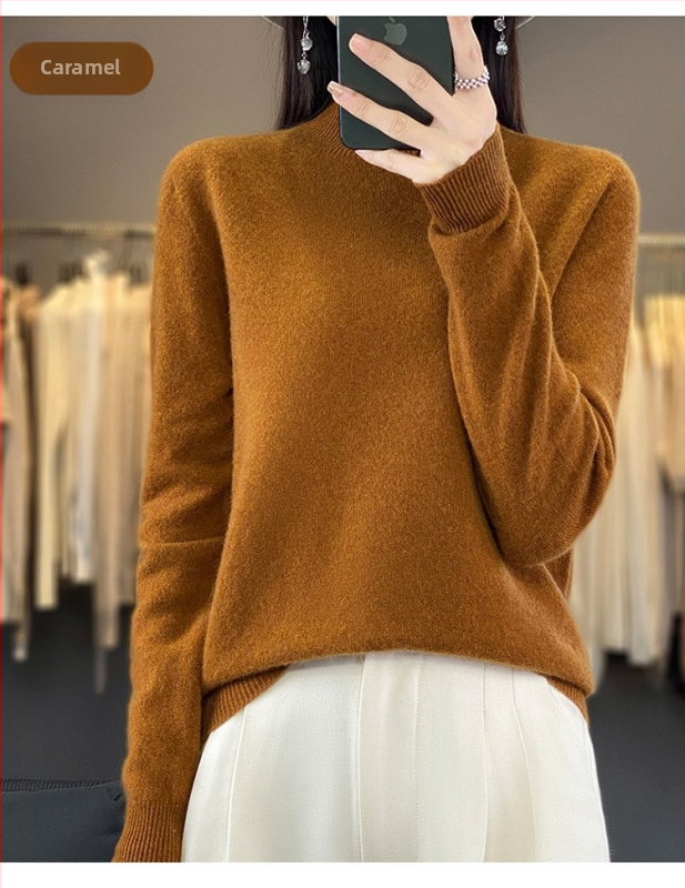 Vuneni džemper, široki kroj, poluturtleneck ovratnik, dugi rukavi, debeli materijal, 95%+ vuna