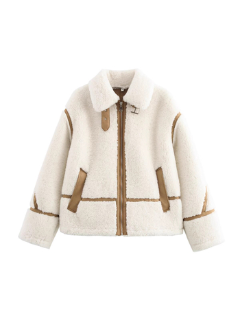 Bunda s kožušinkou integrovanou do látky, golier rever, zips, dlhé rukávy, jeseň 2025